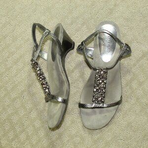 Anne Klein iflex Tempted Women's 8.5M Silver Beaded Strappy Heels